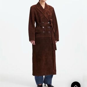 Alexa Chung for Madewell Double-Breasted Blazer Overcoat in Suede Size 10 NWT